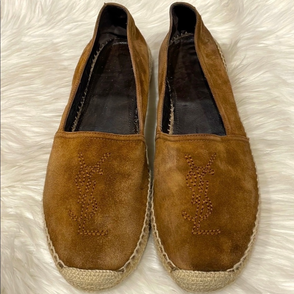 YSL Ember Land Suede Logo Classic Espadrilles